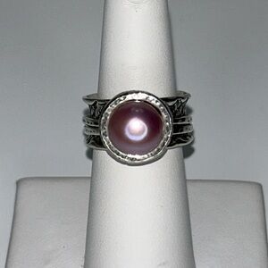 NWOT Passage to Israel Pearl & Sterling Silver Designer Fidget Spinner Ring Boho